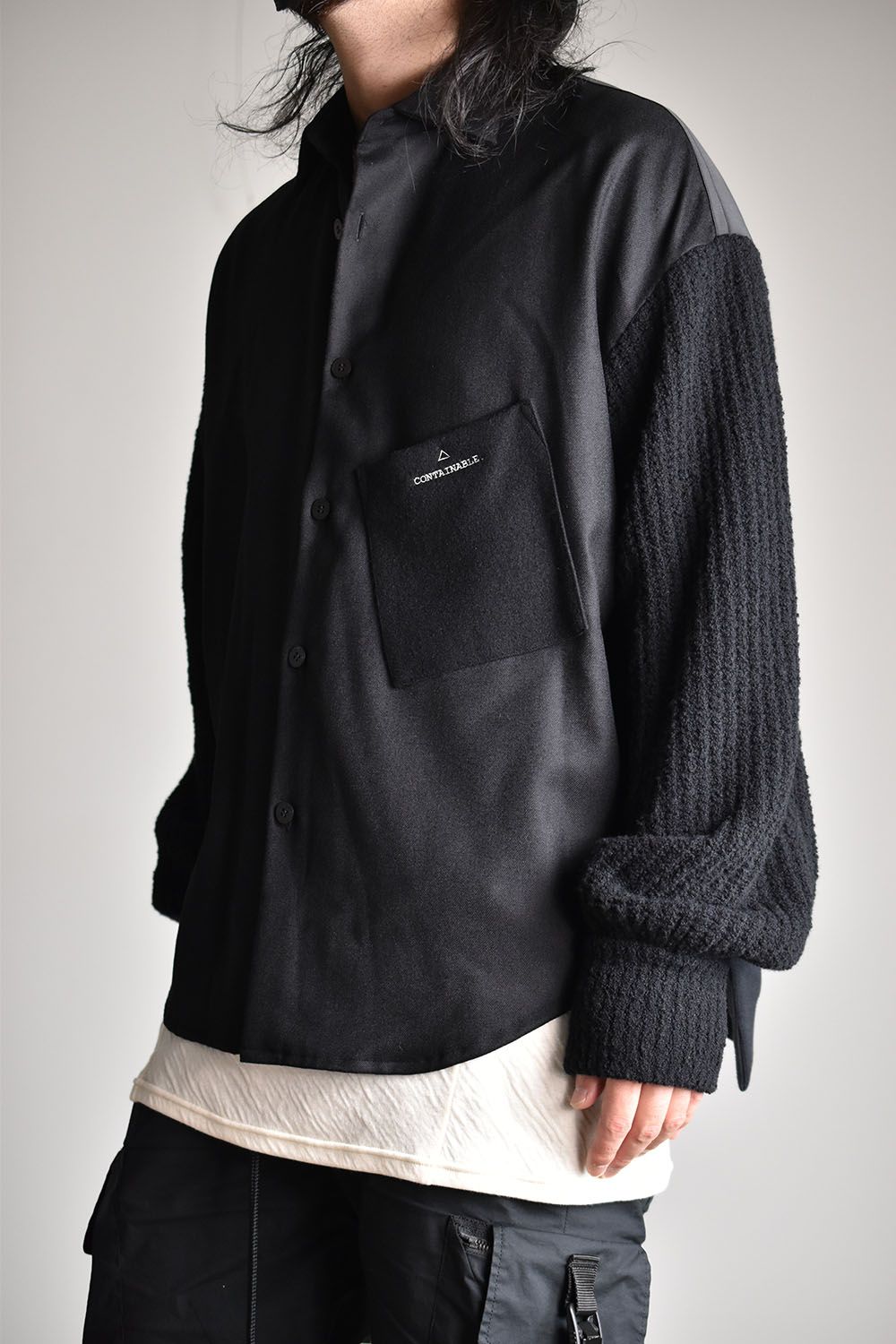 Knit Sleeve Shirts"Black"/ニットスリーブシャツ"ブラック"