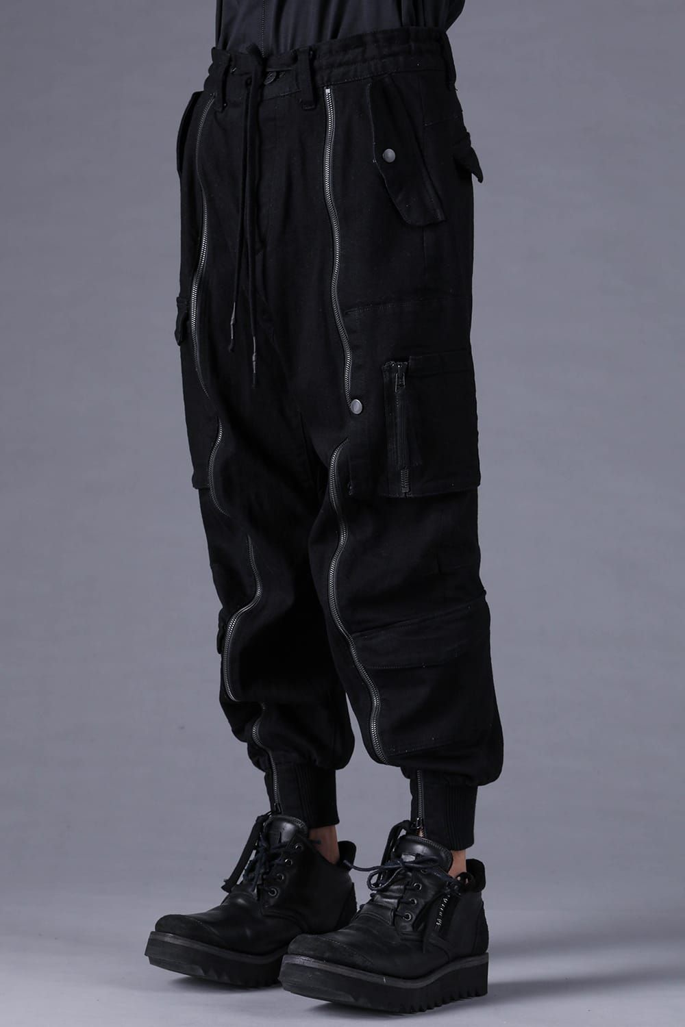 《2027SS先行予約分》Stretch Denim Parachute Cargo Jog Pants"Black" / ストレッチデニムパラシュートカーゴジョグパンツ"ブラック"