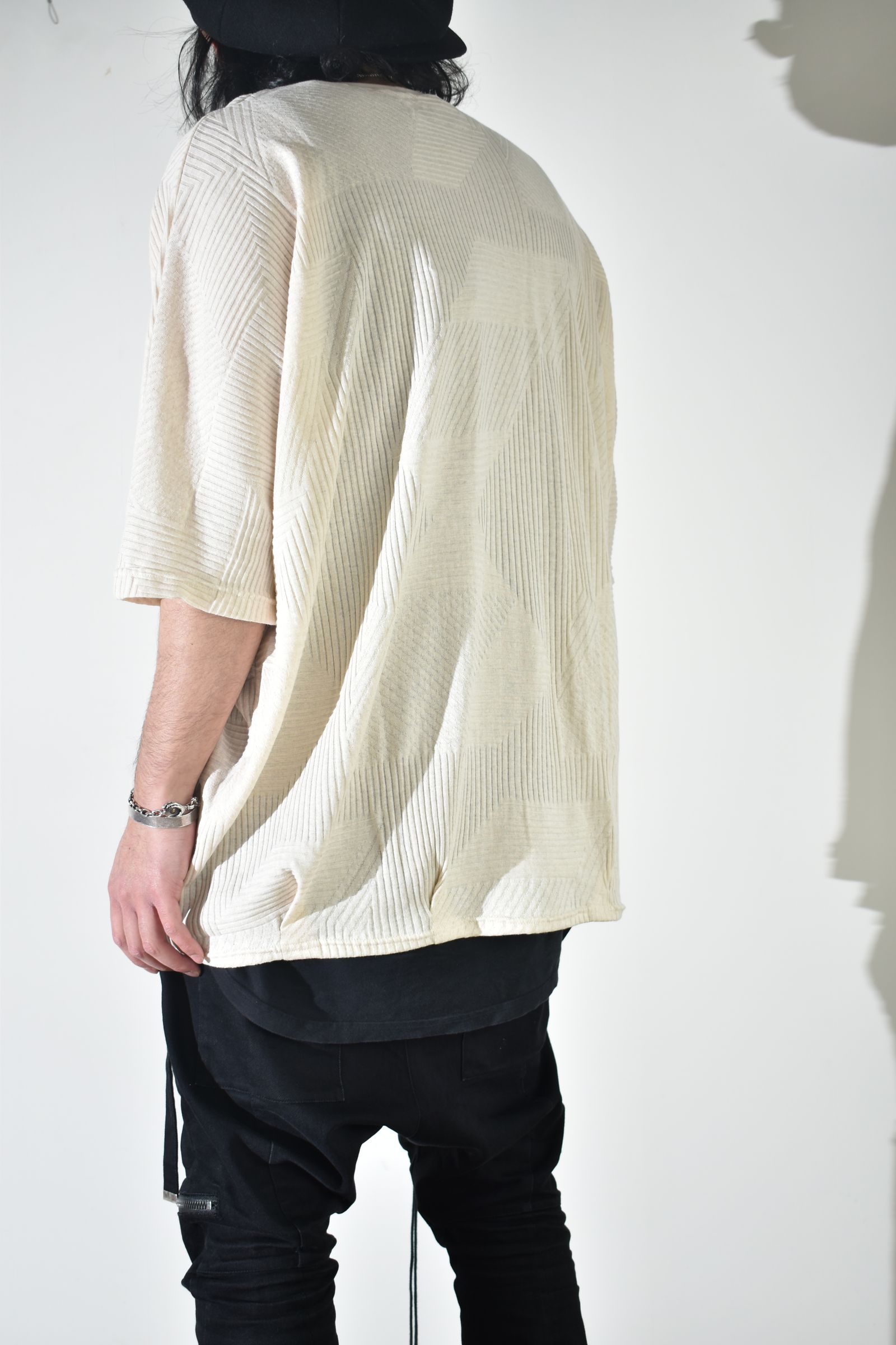Deformed Stripe Pattern Dolman Tee "Cream" /ディフォルメドストライプパターンドルマンTee"クリーム"