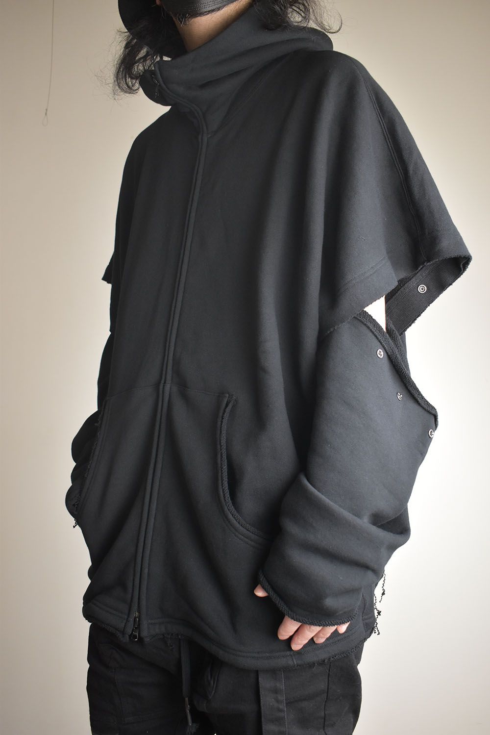 Sweat Oversize Zip Up Hoodie"Black" / スウェットオーバーサイズジップアップパーカ"ブラック"