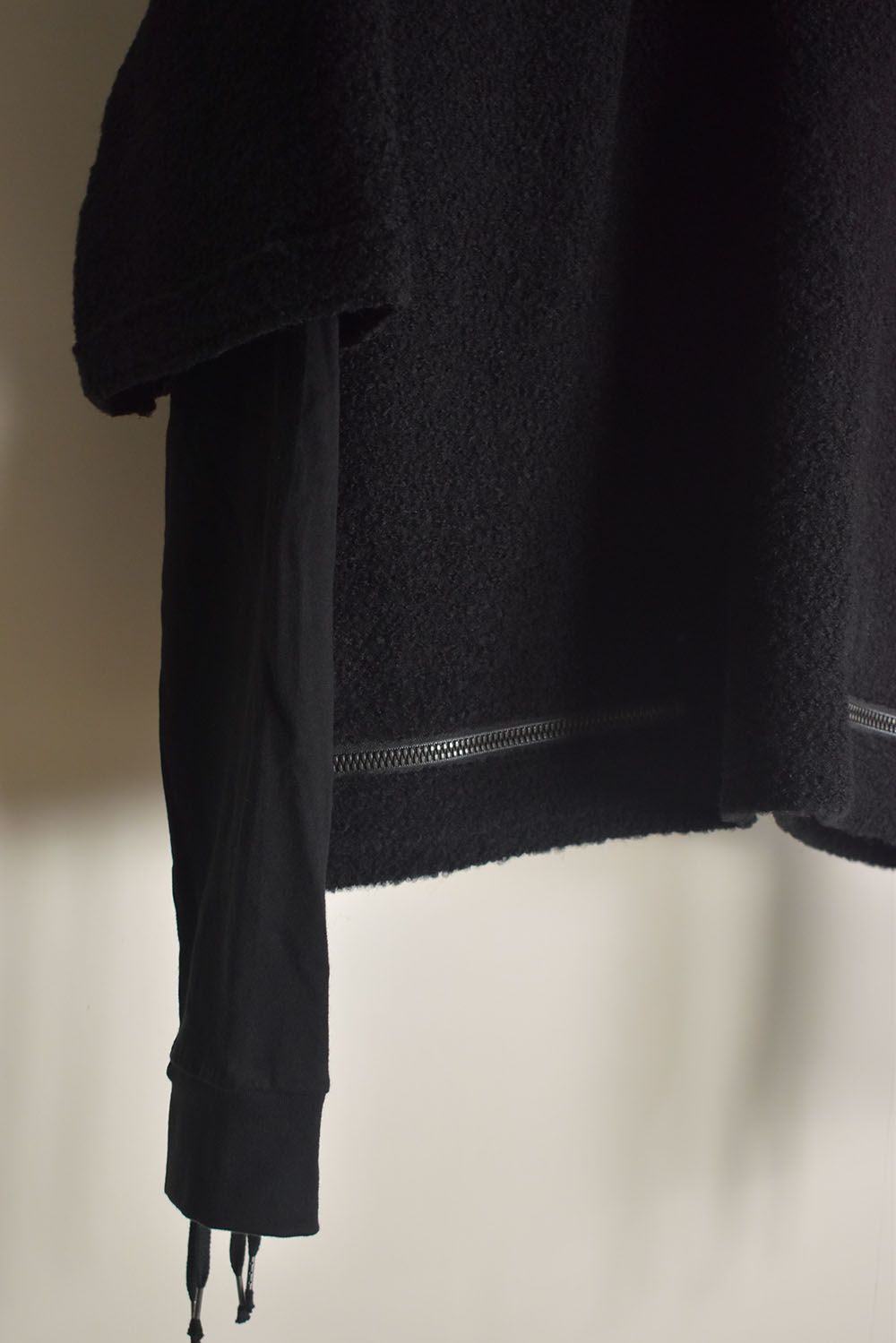 Loop Knit Oversized Layered Hooded Pullover"Black" / ループニットオーバーサイズレイヤードフーデッドプルオーバー"ブラック"