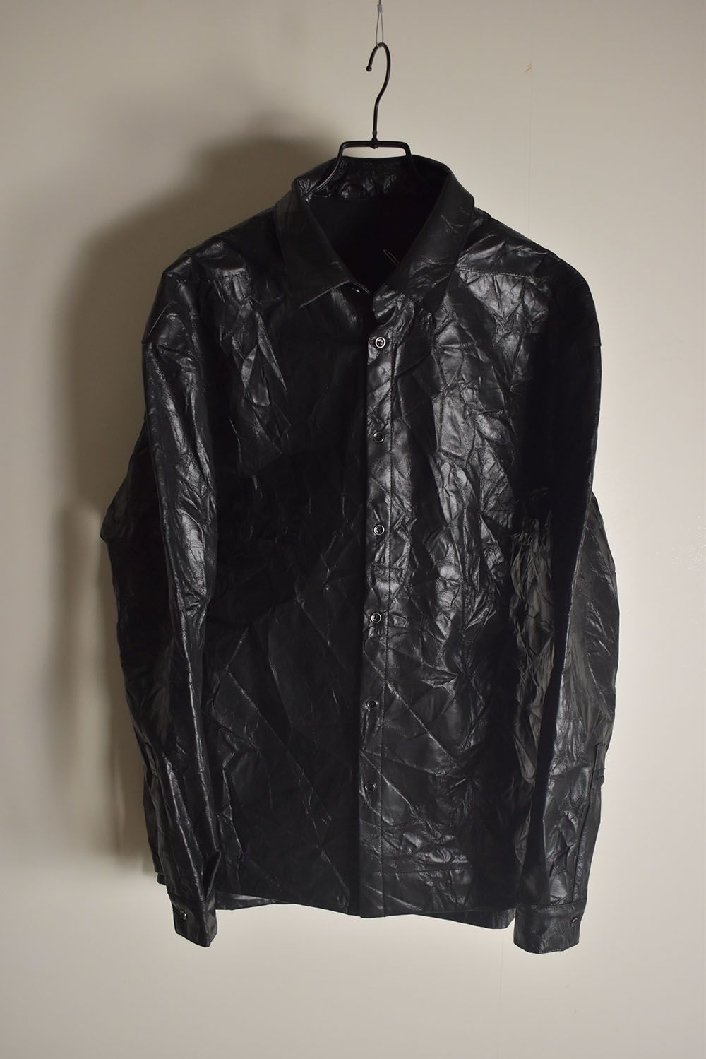 Washer Synthetic Leather Shirts"Black" / ワッシャーシンセティックレザーシャツ"ブラック"