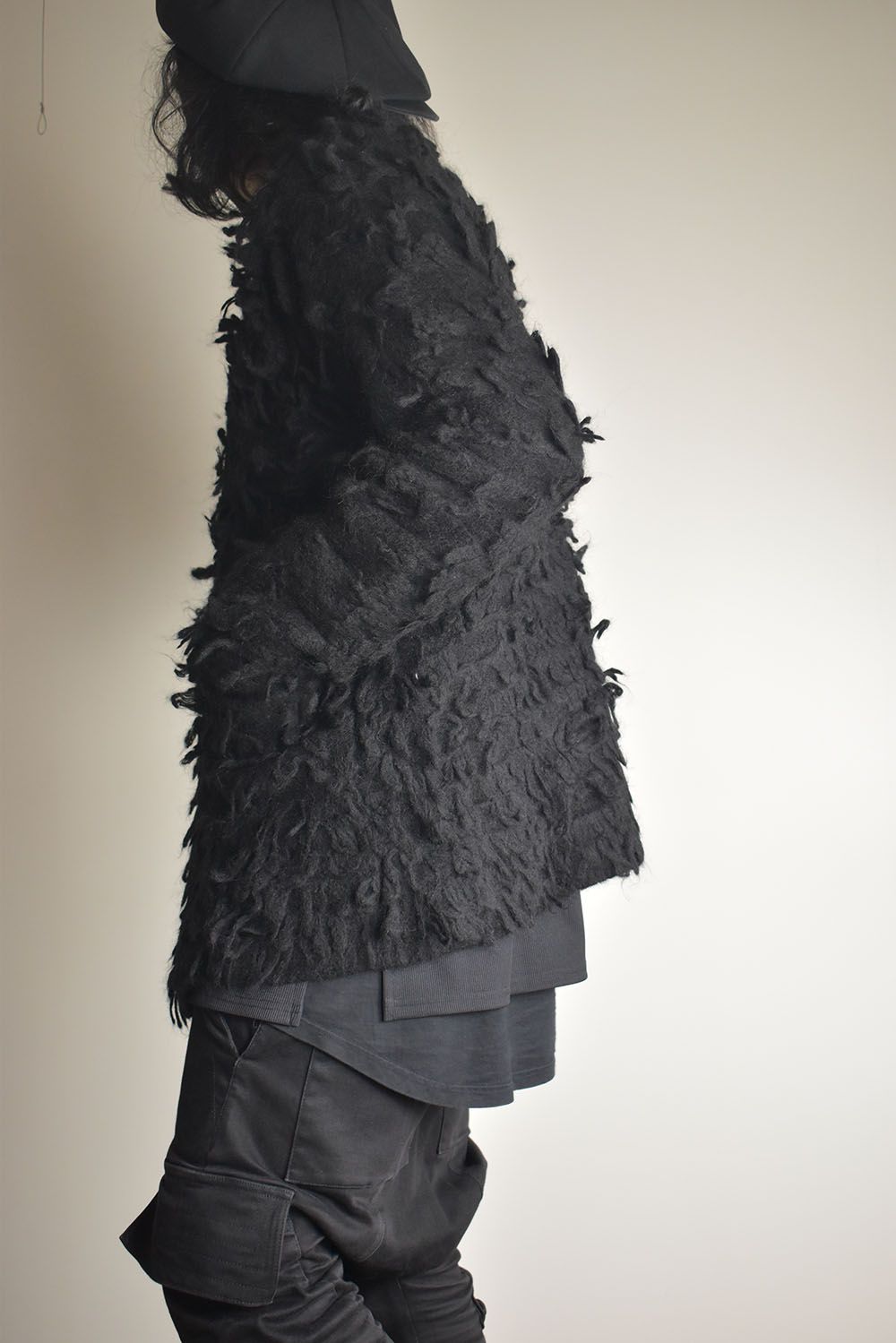5GG Long Pile Knit Cardigan"Black" / ロングパイルニットカーディガン"ブラック"