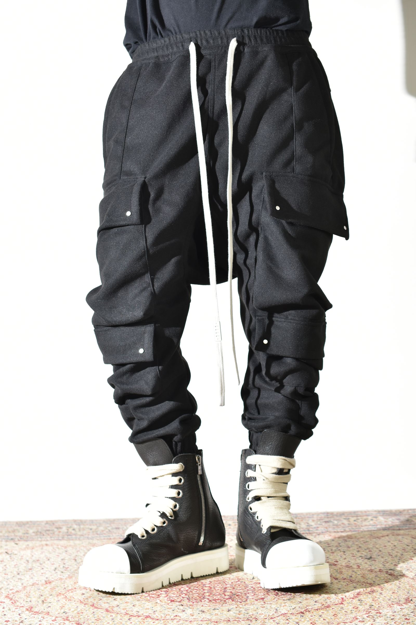 Knit Jersey Military Sarrouel Easy Pants"Black" / ニットジャージーミリタリーサルエルイージーパンツ"ブラック"