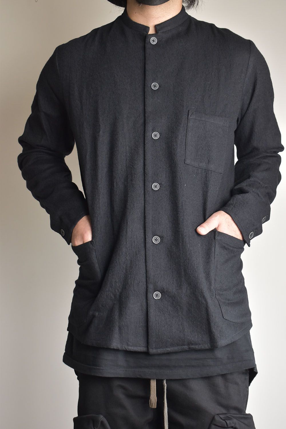 Stand Collar Shirts"Lamp Black"/スタンドカラーシャツ"ランプブラック"