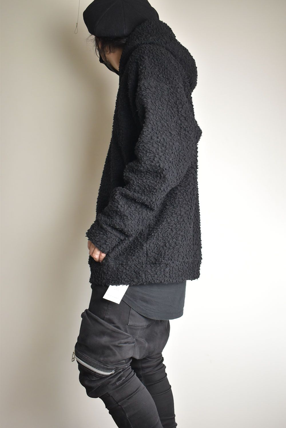 Wool Cotton Boa Hoodie Pullover"Black" /  ウールコットンボアフーディプルオーバー"ブラック"