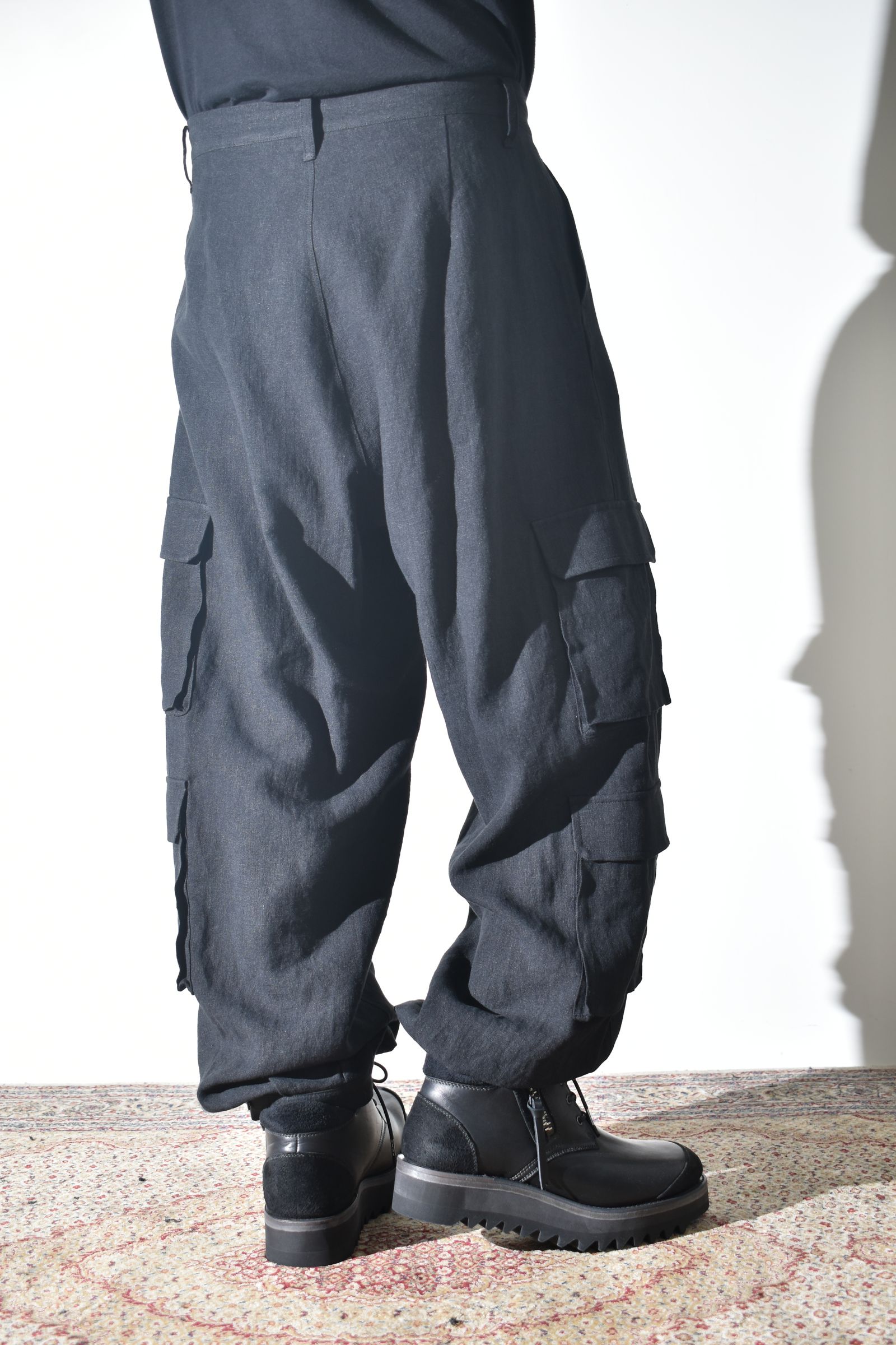 Linen Cargo Pants "Black" / リネンカーゴパンツ"ブラック"