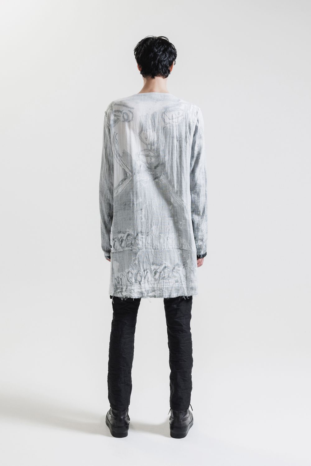 Round Neck Reversible Gauze Shirt"Face Print" / ラウンドネックリバーシブルガーゼシャツ"フェイスプリント"