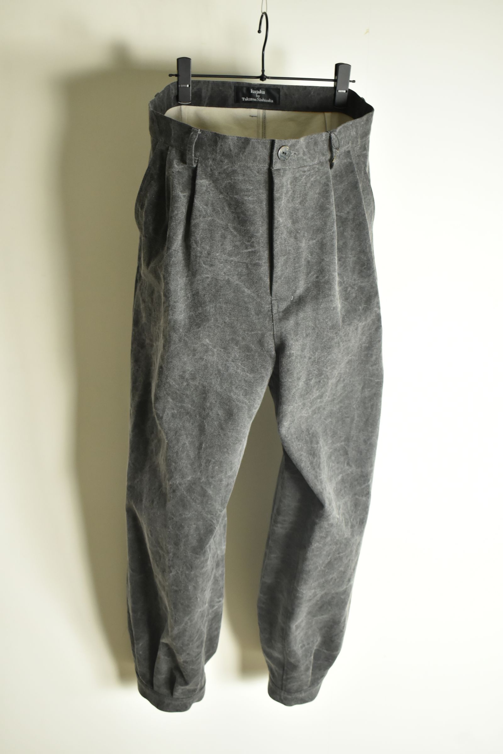 Tucked Hem Pants with Button Closure"Charcoal" /  タックヘムパンツ "チャコール"