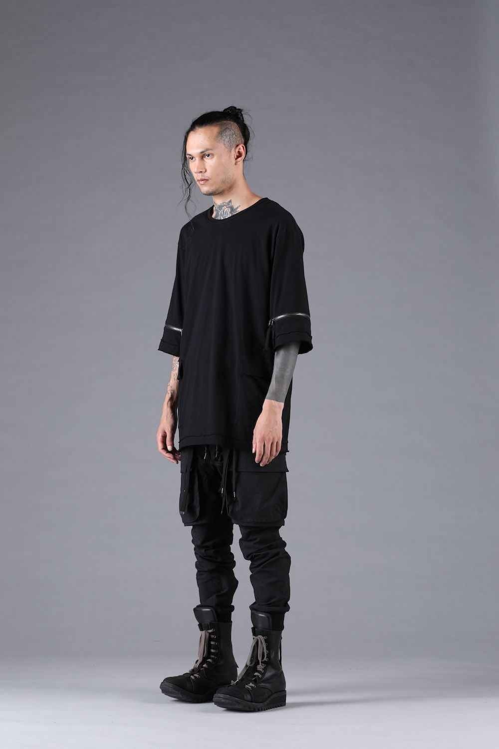 Ripstop Detachable Shorts Layered Cargo Jog Pants"Black" / リップストップデタッチャブルショーツレイヤードカーゴジョグパンツ"ブラック"