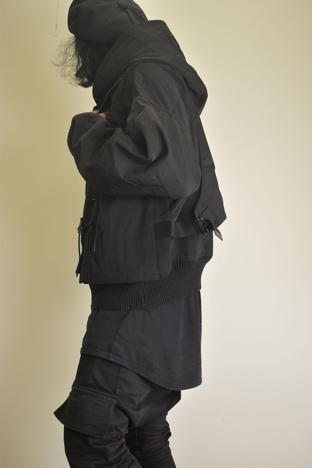 Nylon Wool Twill Hooded Jacket"Black" / ナイロンウールツイルフーデッドジャケット"ブラック"