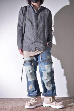 加工感のあるワイドクロップドデニム