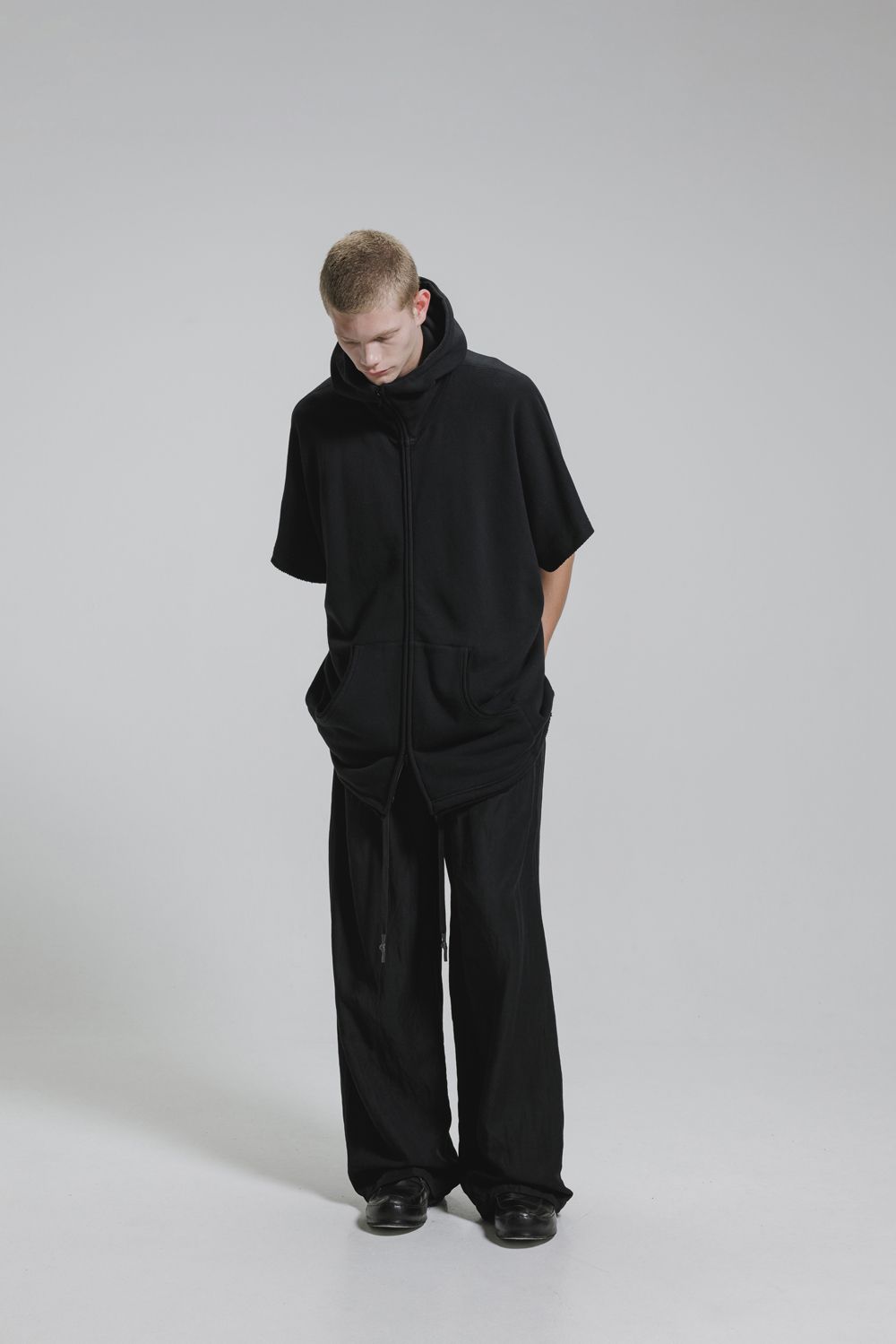 Sweat Oversize Zip Up Hoodie"Black" / スウェットオーバーサイズジップアップパーカ"ブラック"