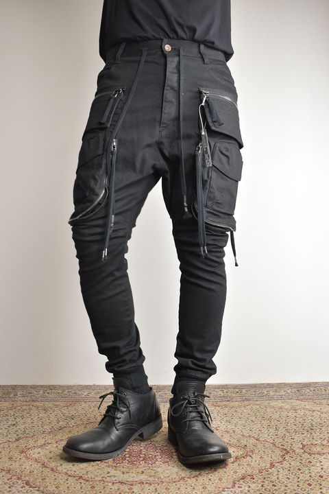 Stretch Denim Multi Pocket Cargo Jog Pants"Black" / ストレッチデニムマルチポケットカーゴジョグパンツ"ブラック"