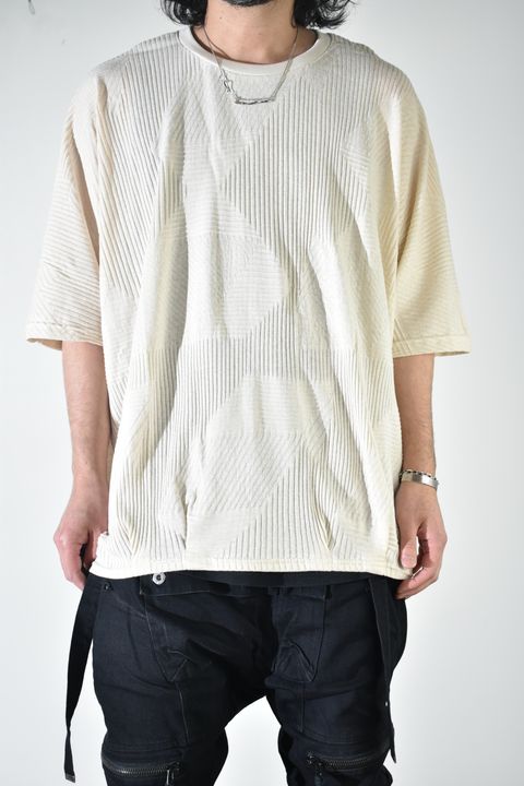 Deformed Stripe Pattern Dolman Tee "Cream" /ディフォルメドストライプパターンドルマンTee"クリーム"