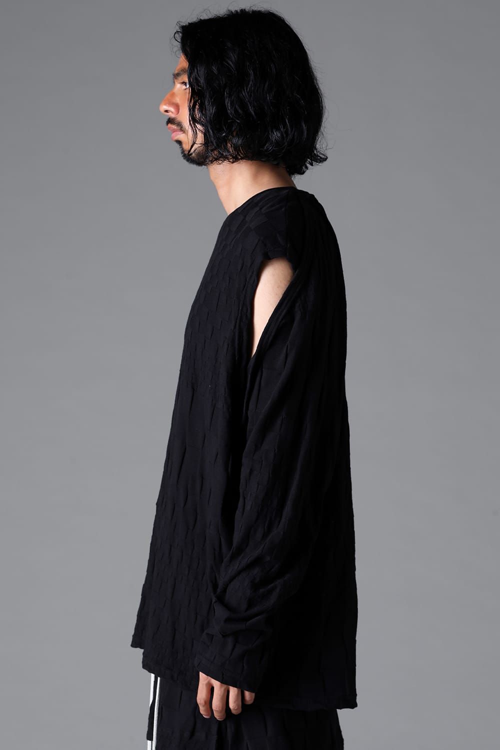 《2026SS先行予約》Gradient Plaid Pattern Shiva Long Sleeve Tee "Black / Cream" / グラデーションチェックパターンシヴァロングスリーブ"ブラック/クリーム"