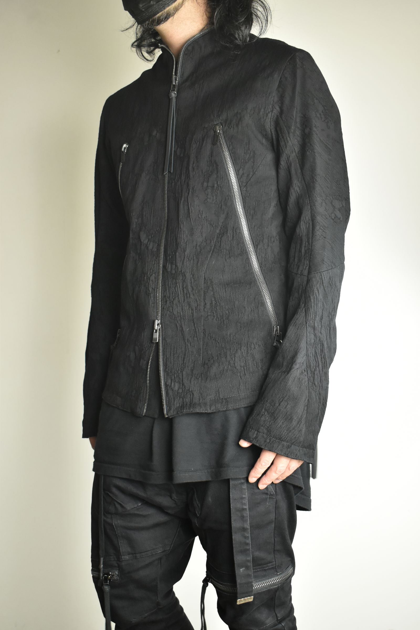 Damage Jacquard Single Rider Jacket"Black" / ダメージジャガードシングルライダースジャケット"ブラック"