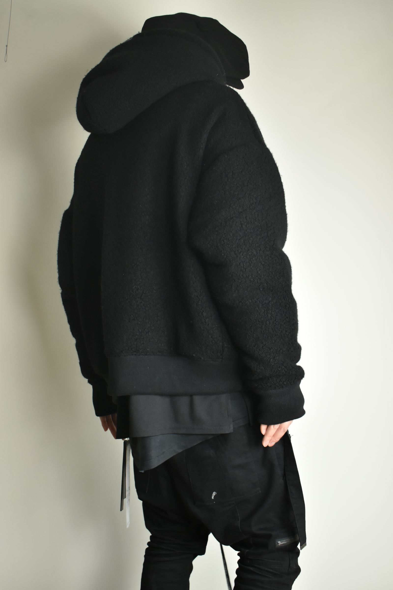 《2026AW先行予約》Sheep Pile Knit Padded Hoodie"Black / Khaki" / シープパイルニットパデッドフーディ"ブラック / カーキ"