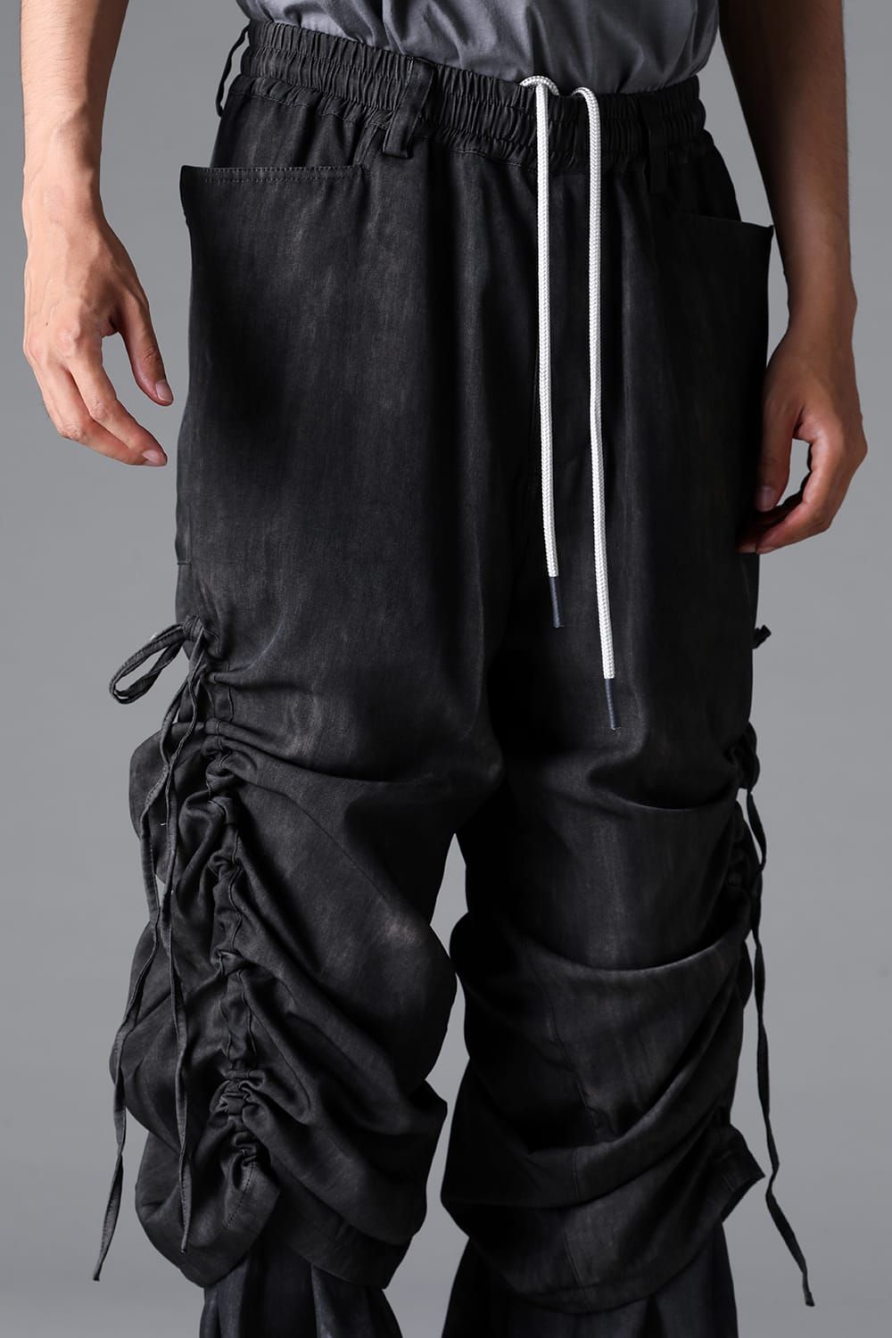 《2026SS先行予約》Layerd Gather Wide Pants"Black / Uneven D.Grey / Uneven Grey" / レイヤードギャザーワイドパンツ"ブラック/アンイーブンダークグレー/アンイーブングレー"