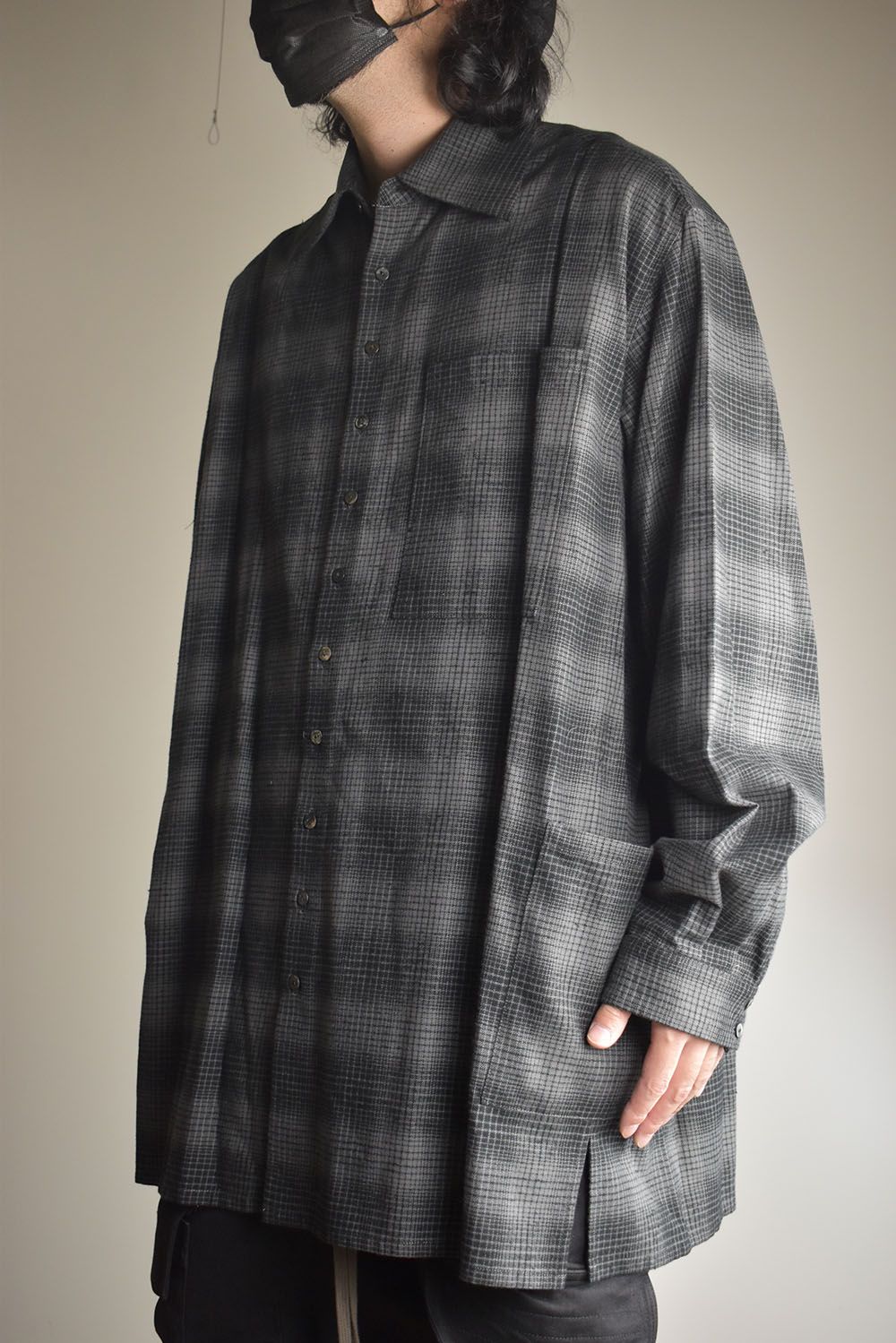 Over Sized Check Shirts"Grey" / オーバーサイズドチェックシャツ"グレー"
