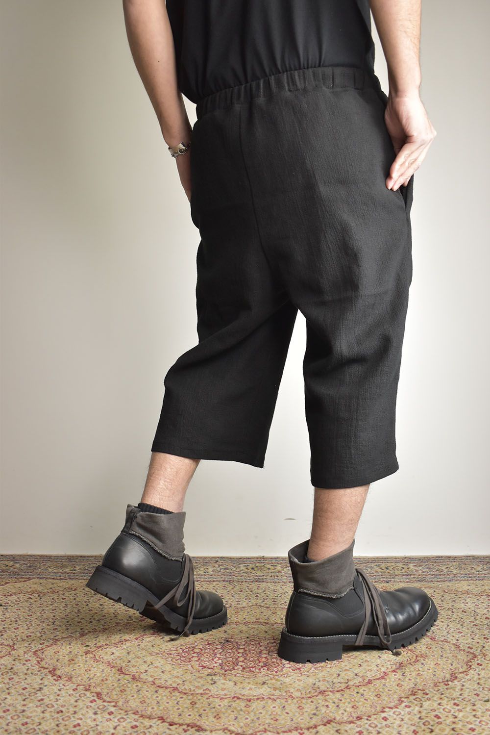 Linen Cotton Easy Wide Pants"Black" / リネンコットンイージーワイドパンツ"ブラック"