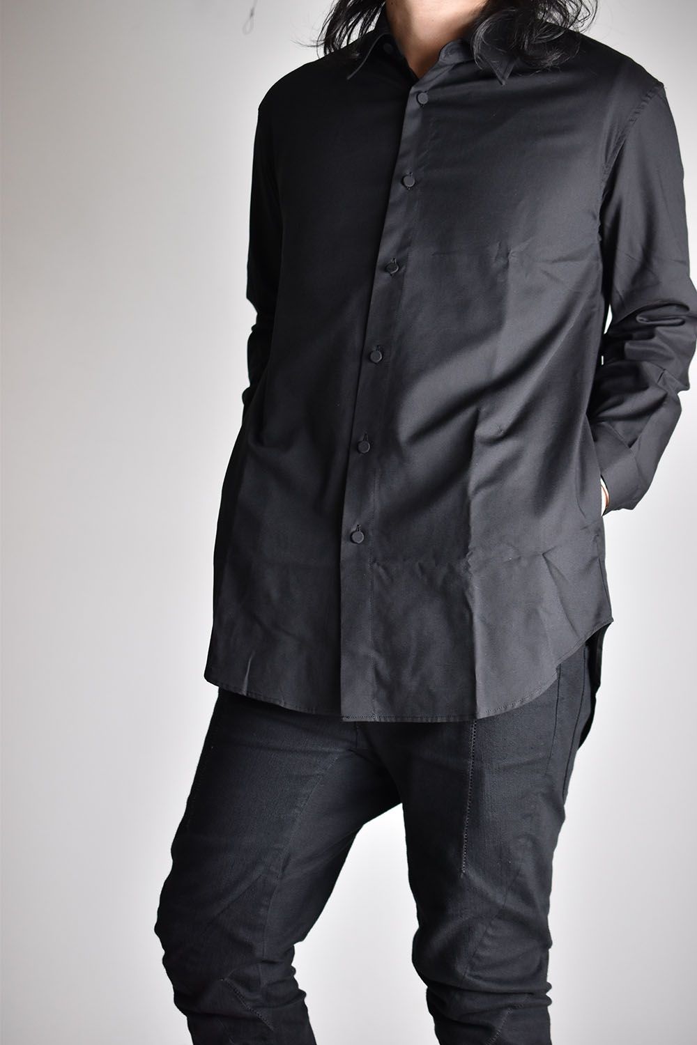 Cotton Rayon Sapphire Cool Shirts"Black"/コットンレーヨンサファイアクールシャツ"ブラック"