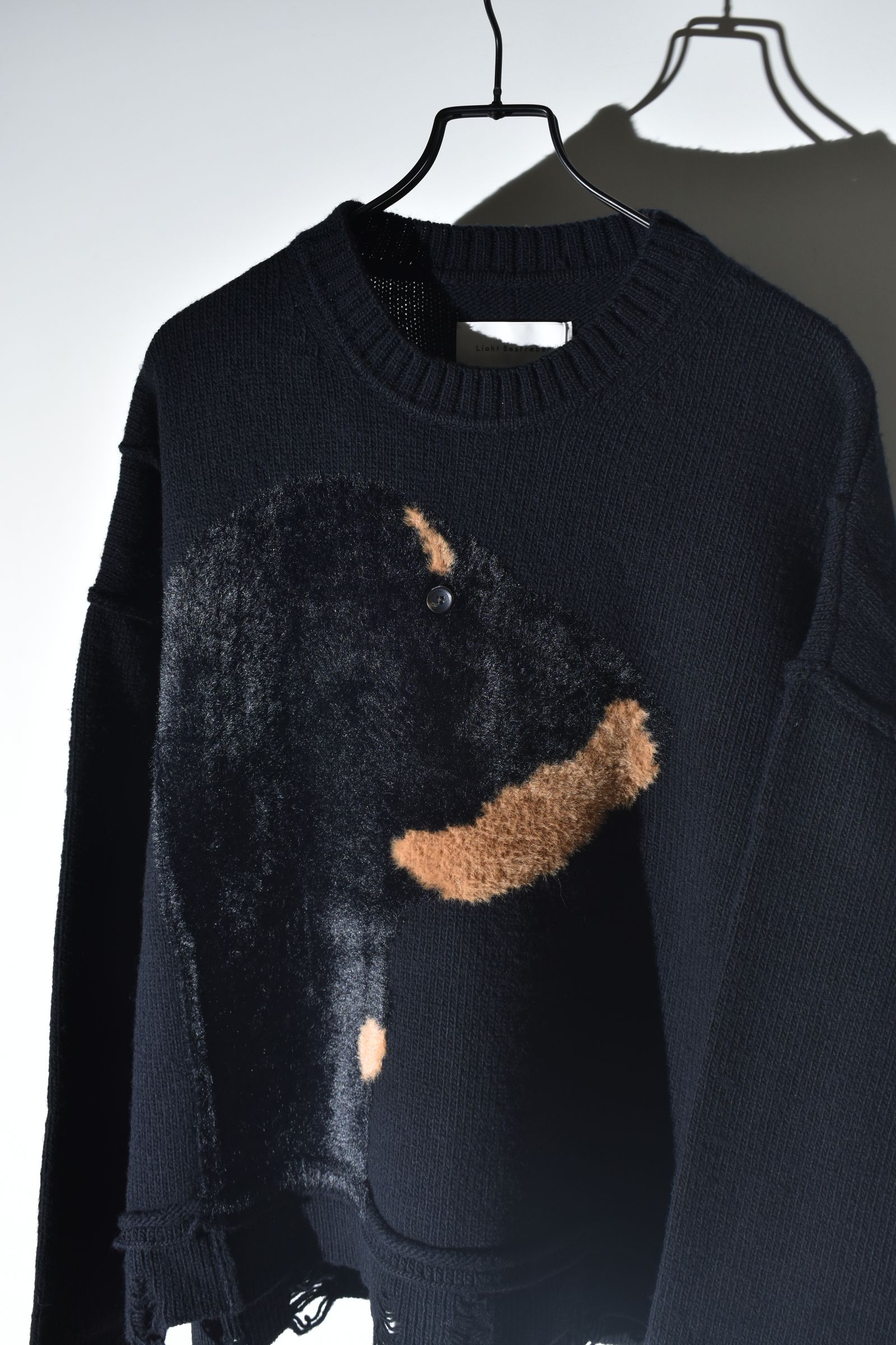 Dog Motif Intarsia Sweater "Black" / ドッグモチーフインターシャセーター"ブラック"