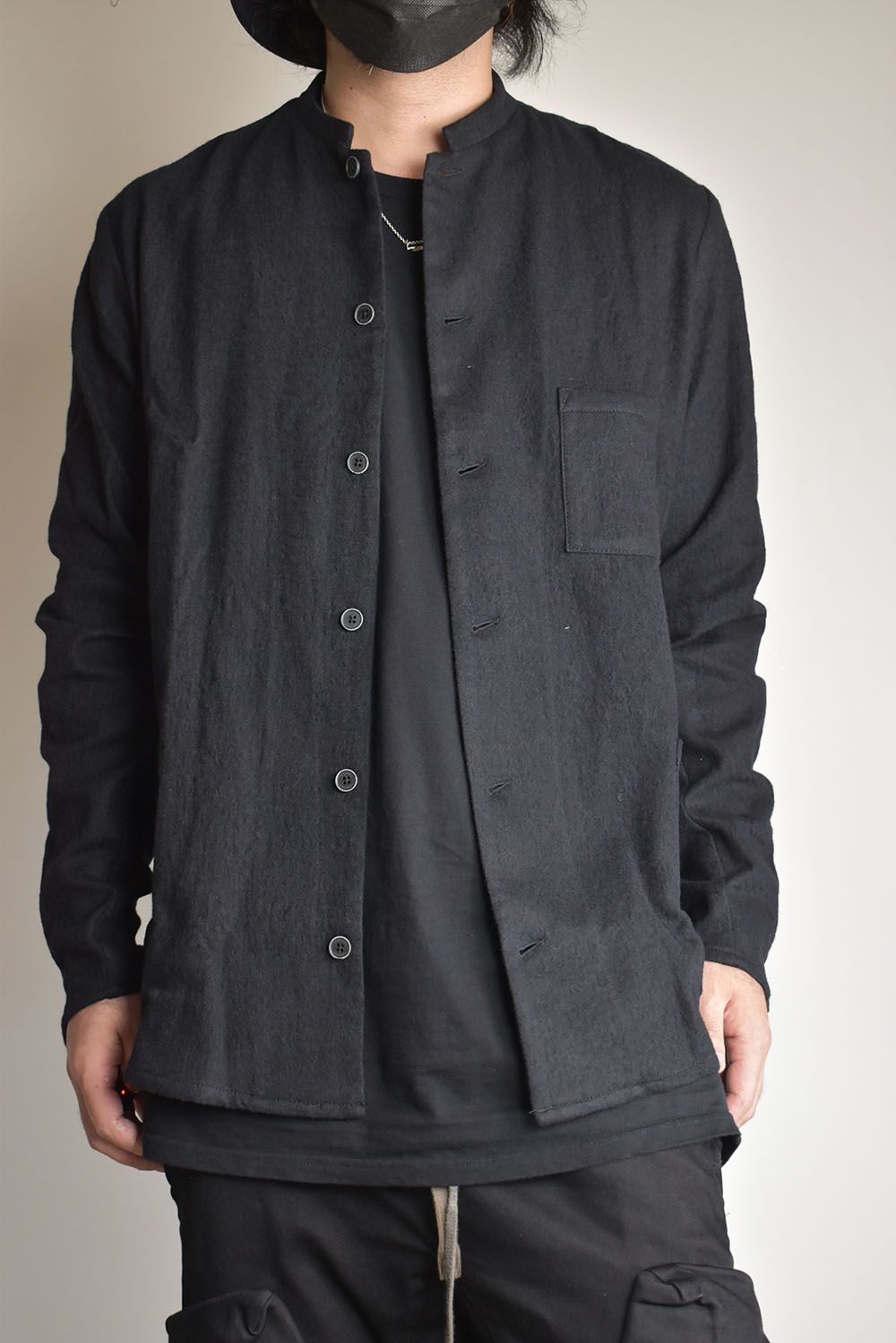 Stand Collar Shirts"Lamp Black"/スタンドカラーシャツ"ランプブラック"