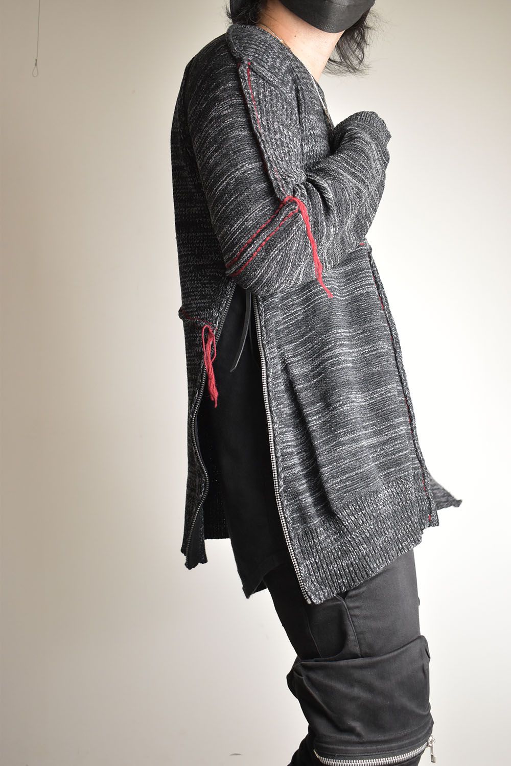 Wool Knit Zip Pullover "Charcoal" / ウールニットジッププルオーバー"チャコール"