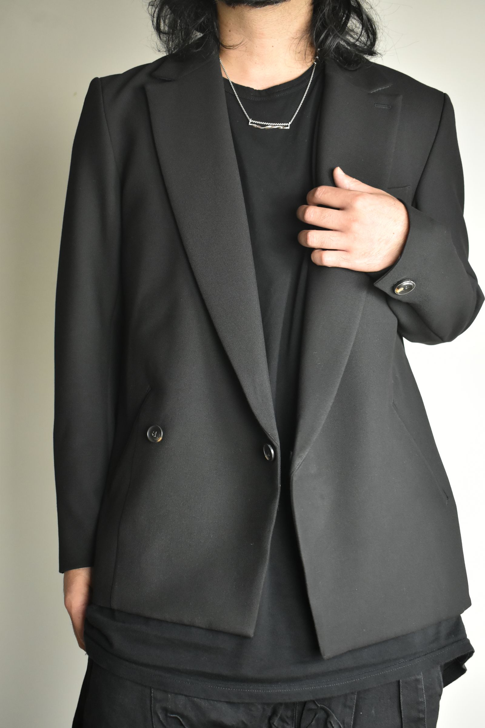 Notch Lapel Double Breasted Tailored Jacket "Black" / ノッチドラペルダブルブレストテーラードジャケット"ブラック"
