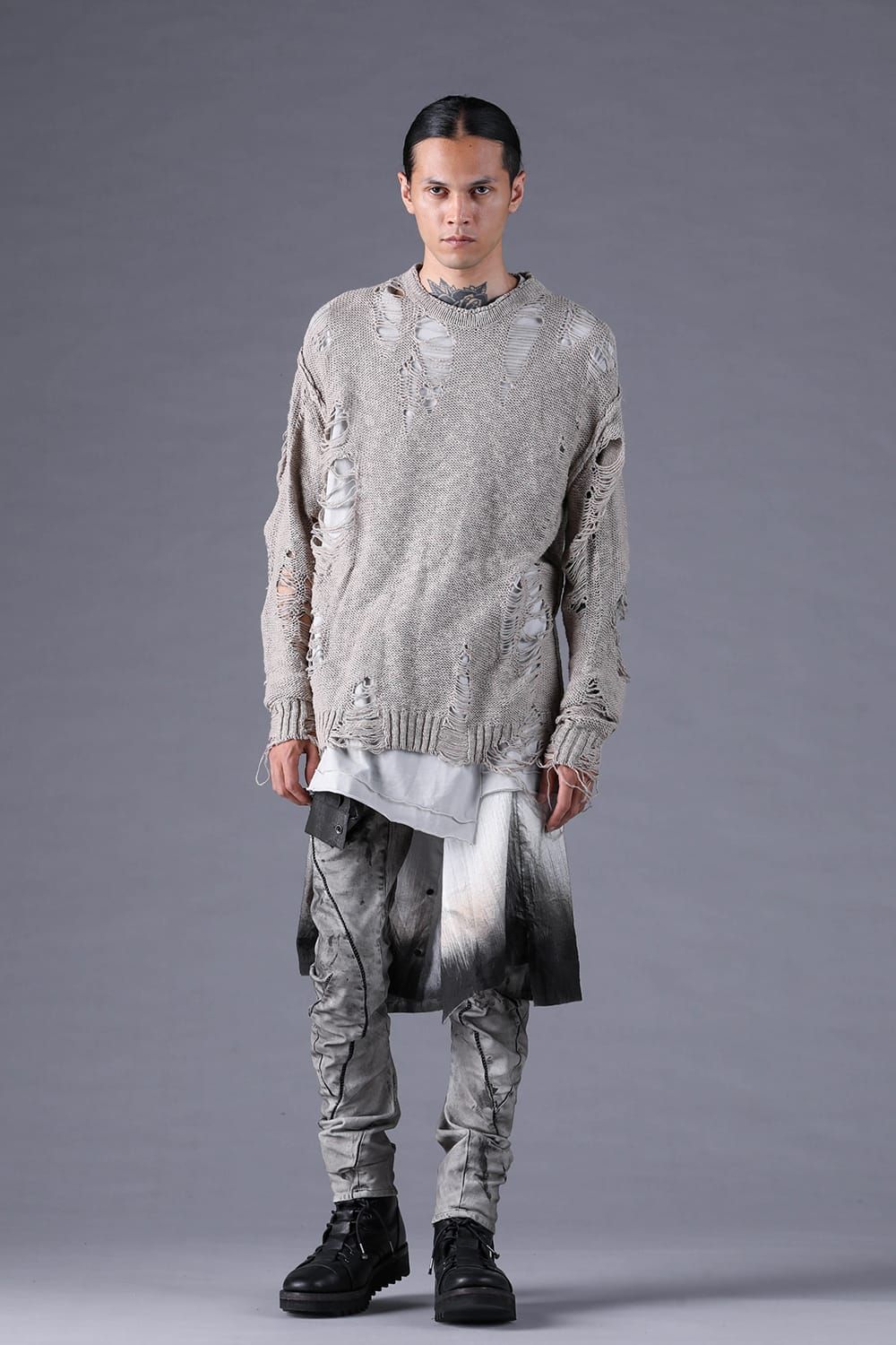 《2027SS先行予約分》3G Damage Knit Pullover "Grey" / 3Gダメージニットプルオーバー"グレー"
