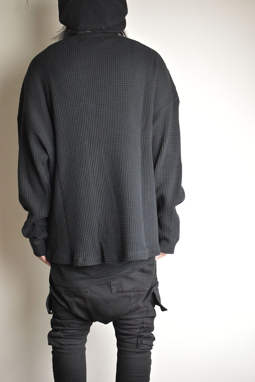 Heavy Waffle Over Size Top"Black" / ヘビーワッフルオーバーサイズトップ"ブラック"