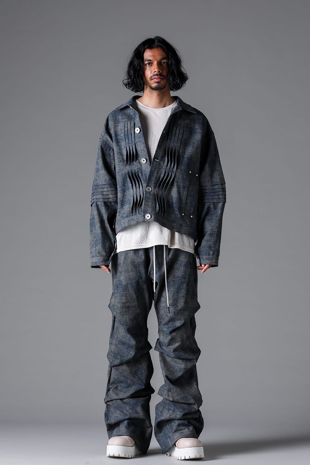 《2026SS先行予約》Blended Shades Denim Tuck Bootscut Pants"D.verdigris / L.verdigris /Steel Blue"/ ブレンデッドシェイドデニムタックブーツカットパンツ"ダークベルディグリ/ライトベルディグリ/スティールブルー"