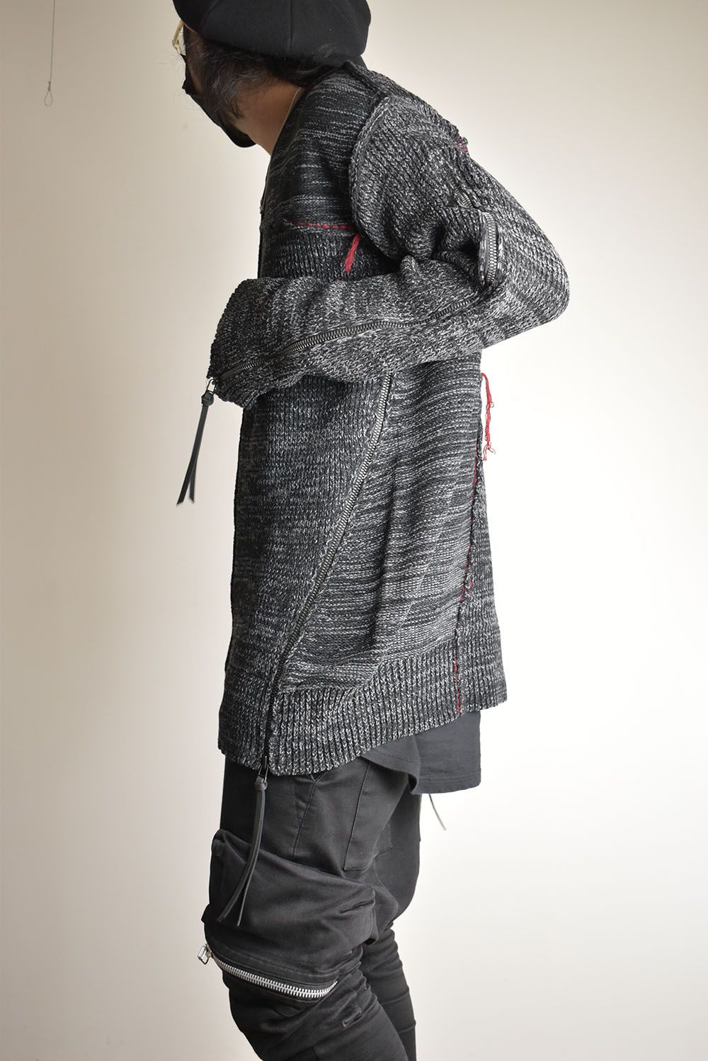 Wool Knit Zip Pullover "Charcoal" / ウールニットジッププルオーバー"チャコール"