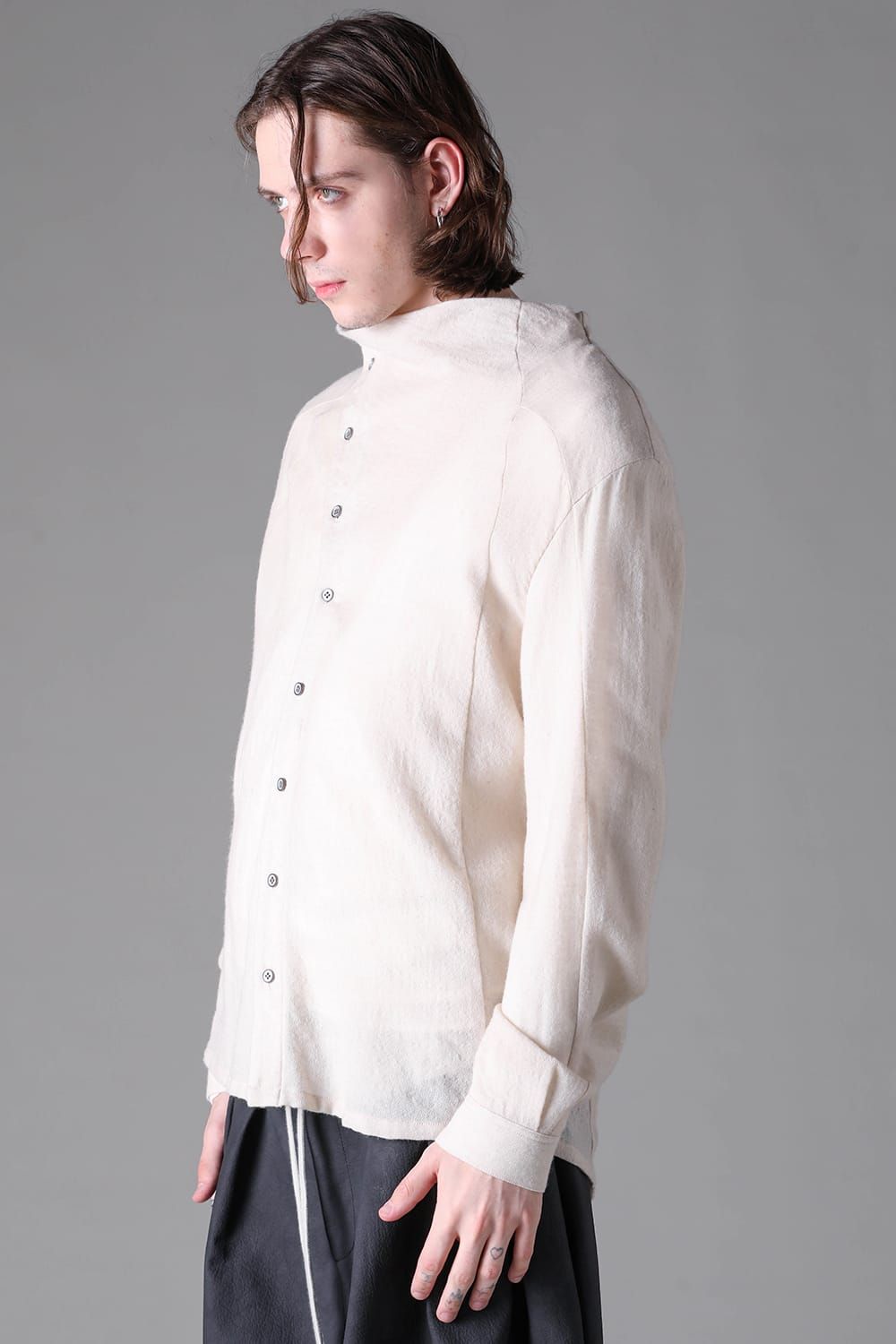 《2026AW先行予約》Fluid  High Neck Shirts"Black / Ivory" /  フルイド ハイネックシャツ"ブラック/アイボリー"