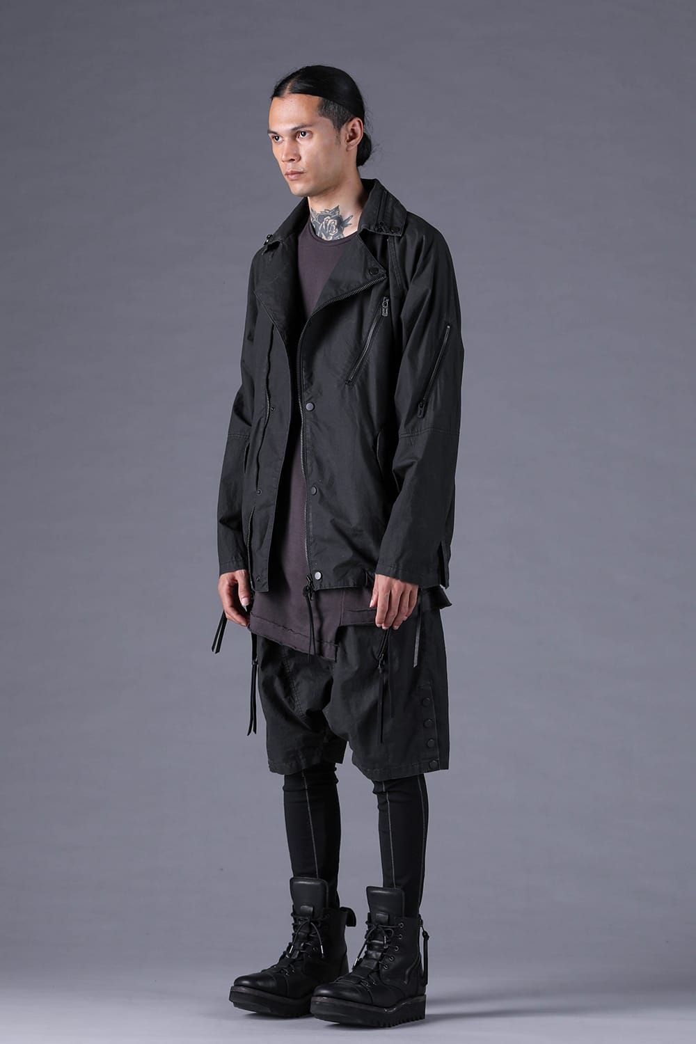 《2027SS先行予約分》Pigment-Coated Harem Shorts"Black" / 顔料コーティングサルエルショートパンツ"ブラック"