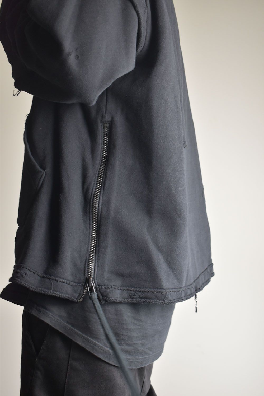 Untwisted Sweat Oversized Pullover Hoodie "Black" / 無撚糸裏毛オーバーサイズプルオーバーフーディー"ブラック"