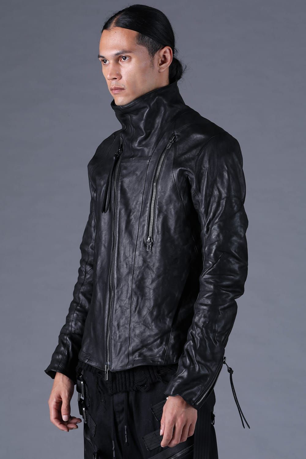《2027SS先行予約分》Horse Leather High-Neck Jacket"Black" / ホースレザーハイネックジャケット"ブラック"