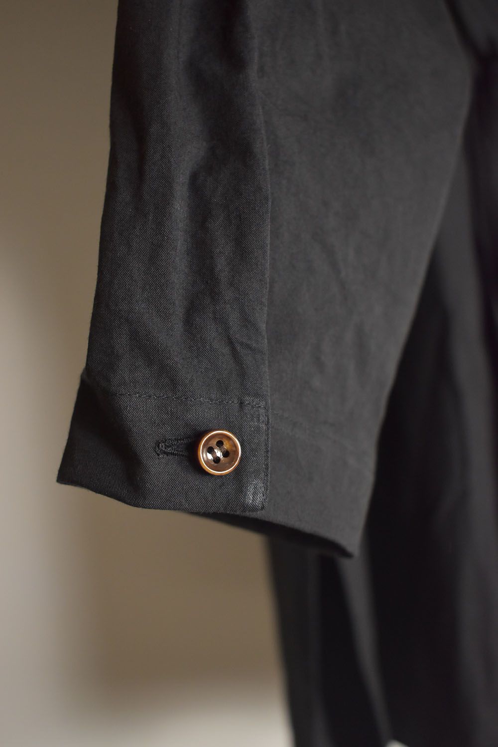 Strings Raw Edge Over Shirts"Black" / ストリングスローエッジオーバーシャツ"ブラック"