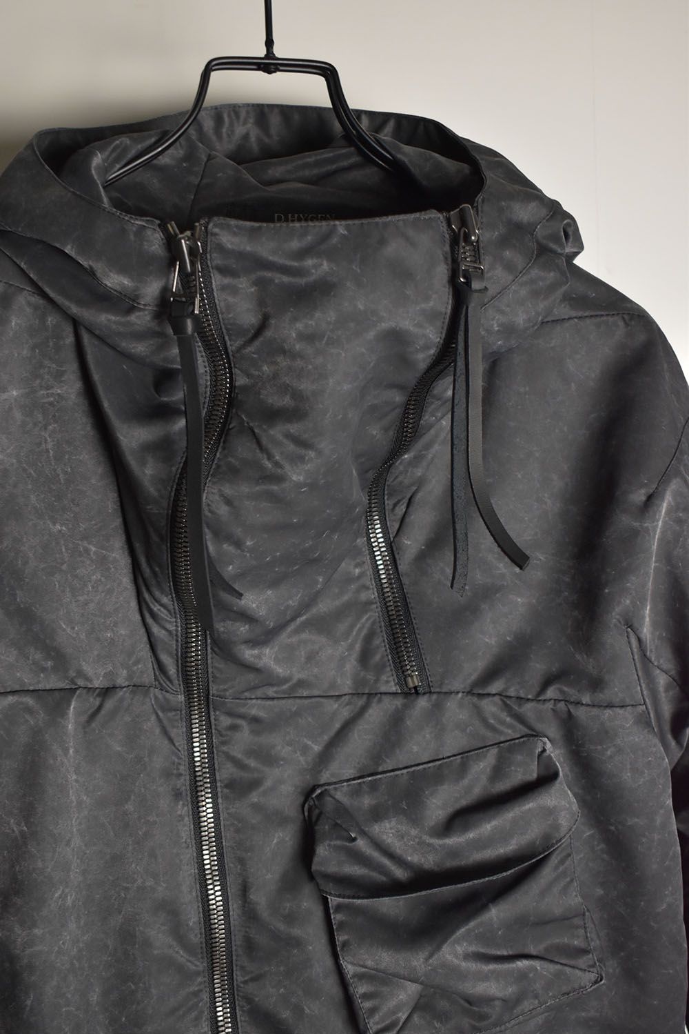 Pigment Coated Washer Nylon Hooded Jacket"Black" / 顔料コーティングワッシャーナイロンフーデットジャケット"ブラック"