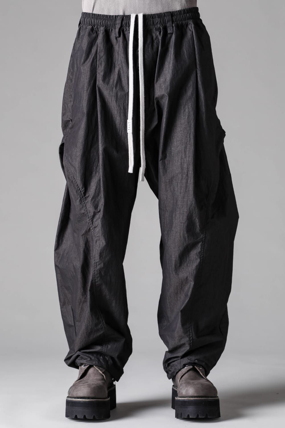 《2027SS先行予約》Cotton Nylon Side Tuck Tapared Pants"Black" / コットンナイロンサイドタックテーパードパンツ"ブラック"
