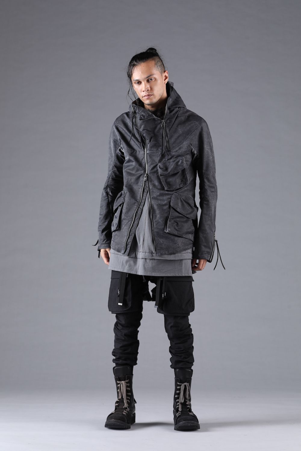 Pigment Coated Washer Nylon Hooded Jacket"Black" / 顔料コーティングワッシャーナイロンフーデットジャケット"ブラック"