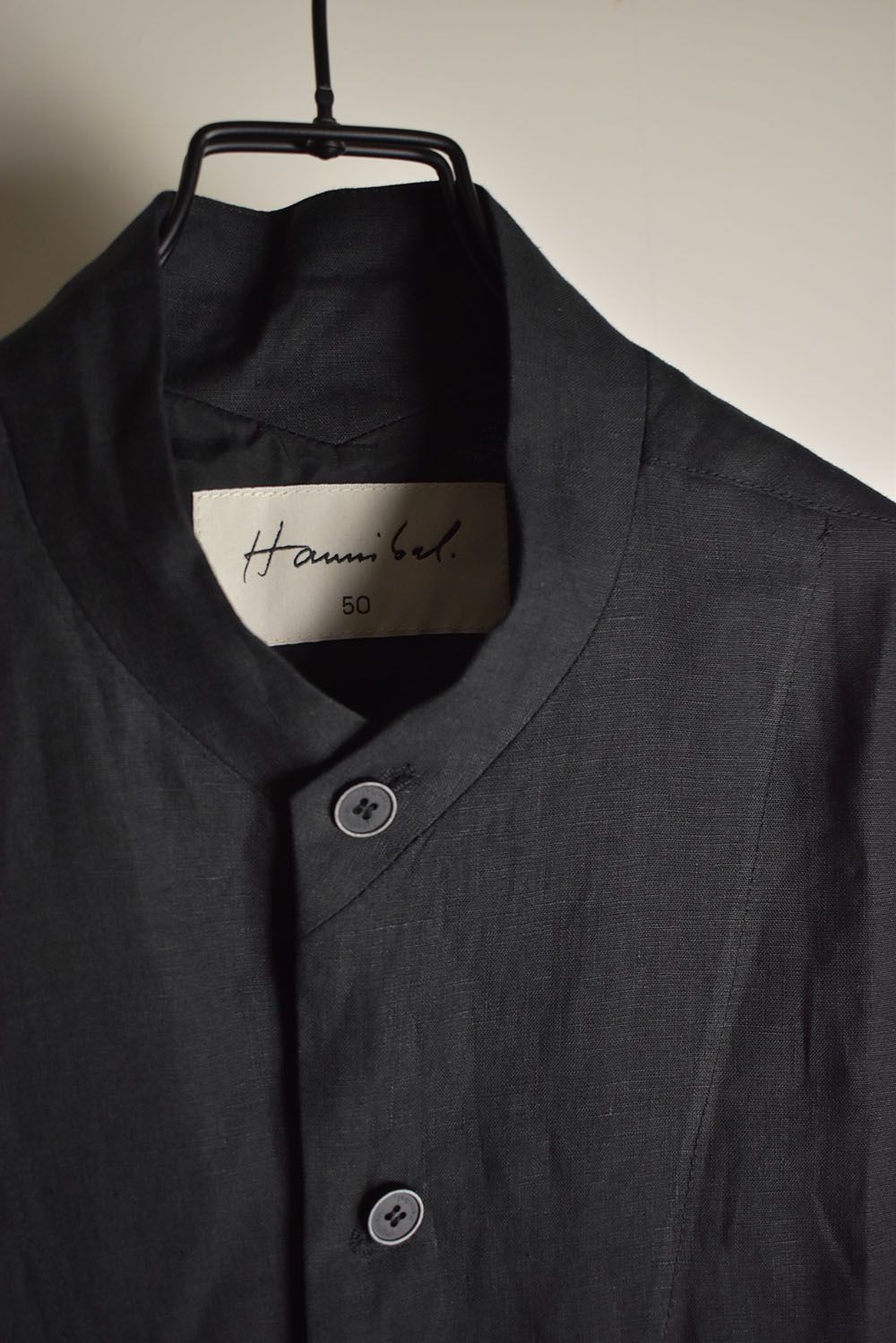 Elbow Length Band Collar Shirts"Lamp Black" / エルボーレングスバンドカラーシャツ"ランプブラック"