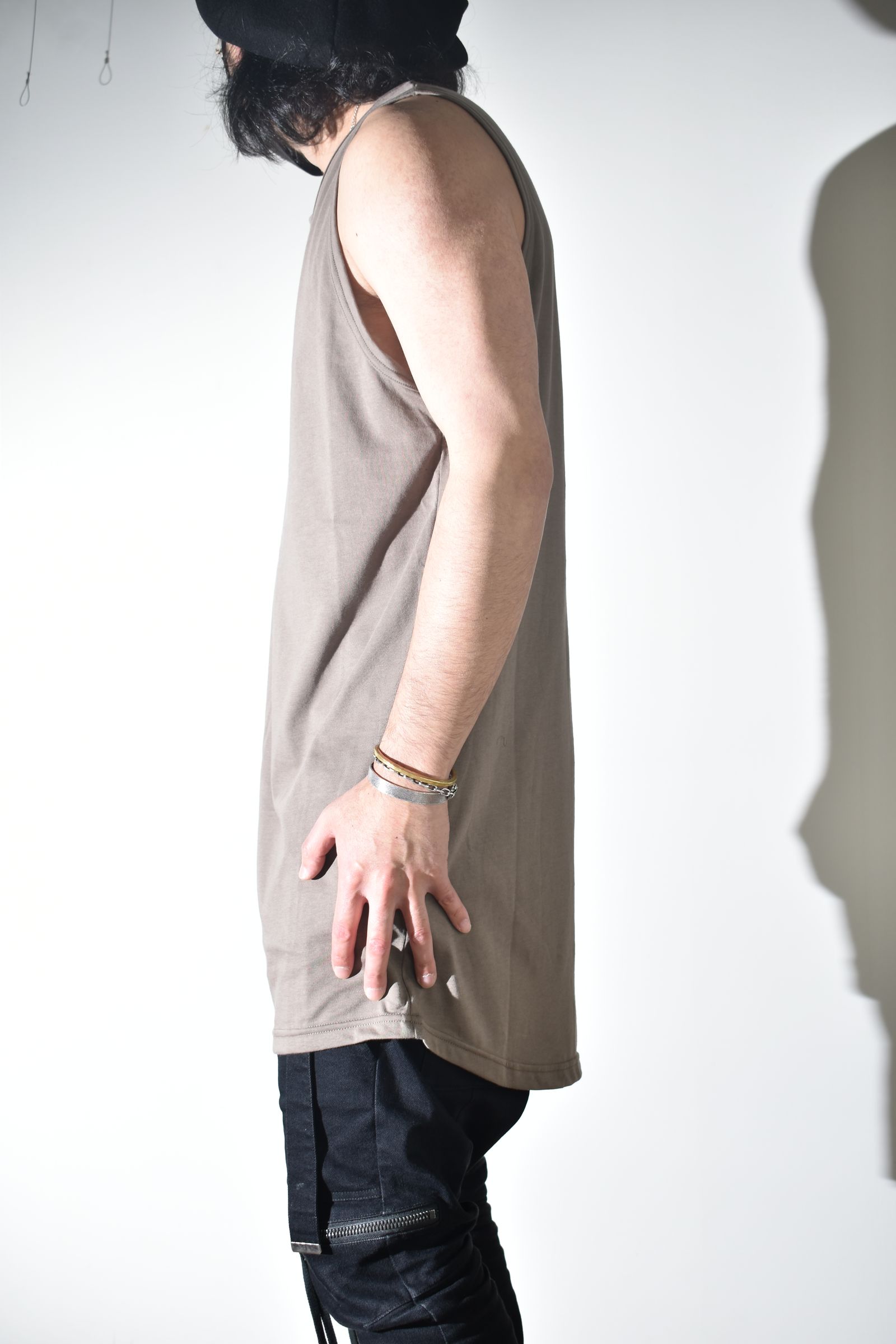 Long Tank Top"G.Brown"/ロングタンクトップ"グレーブラウン"