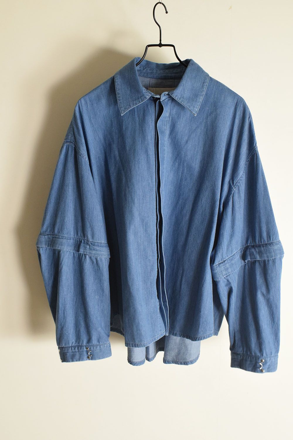 Detachable Sleeve Hook Cuff Shirt"Blue Washed" / デタッチャブルスリーブホックカフスシャツ"ブルーウォッシュド"