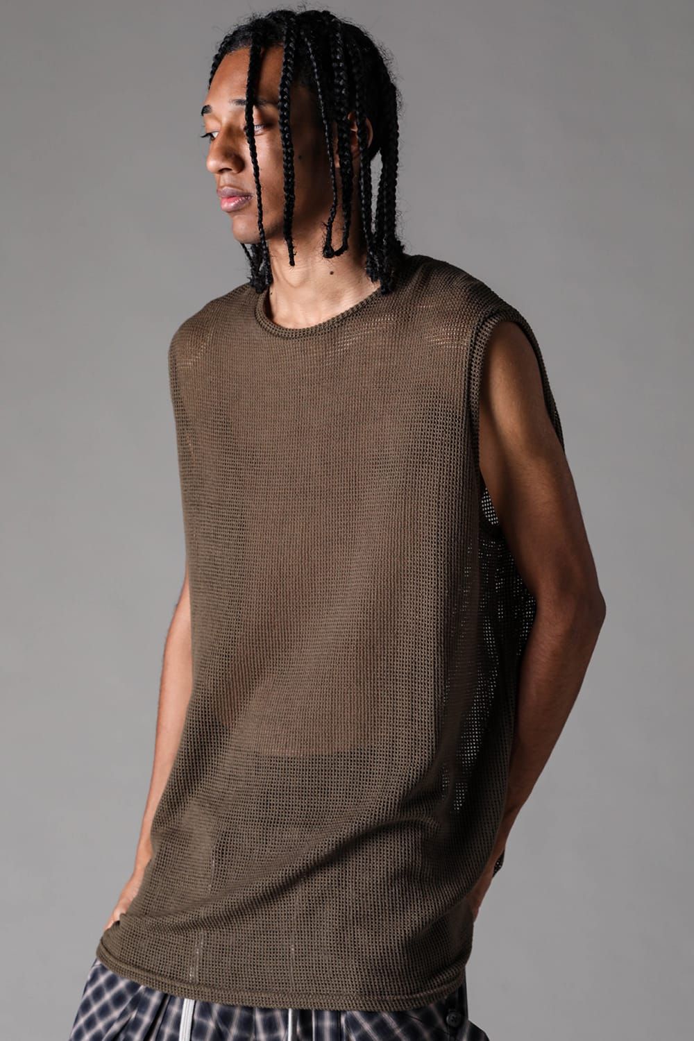 《2027SS先行予約》Mesh Tank Top "Olive" / メッシュタンクトップ "オリーブ"
