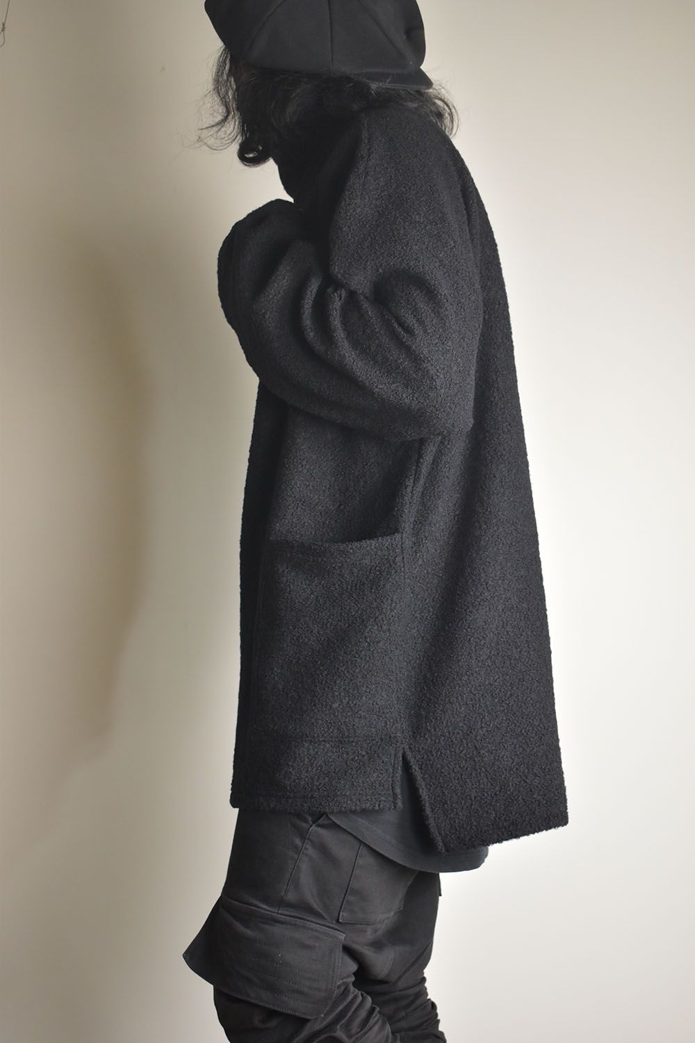 Loop Knit High Neck Long Sleeve T-Shirt "Black" / ループニットハイネックロングスリーブTシャツ"ブラック"
