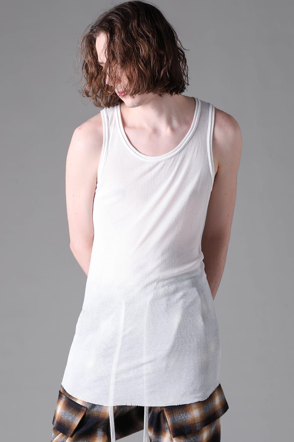《2026AW先行予約》Back Printed Rib Tank Top"Black / D.Grey / Ivory /Khaki"バックプリントリブタンクトップ"ブラック/ダークグレー/アイボリー/カーキ"