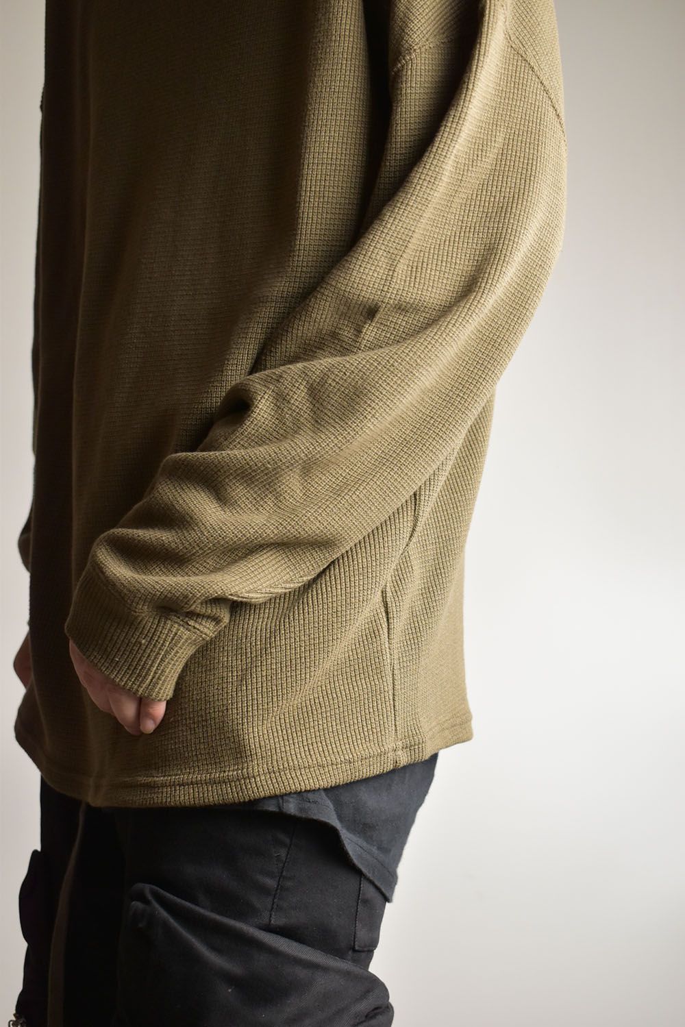 Rib Knit Over Size Top"Olive"/リブニットオーバーサイズトップ"オリーブ"