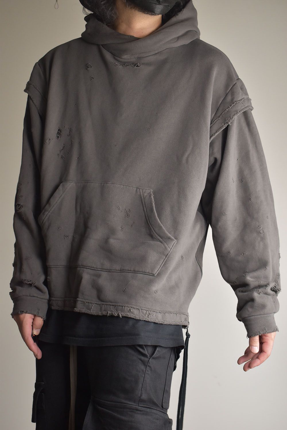 Untwisted Sweat Oversized Pullover Hoodie "Charcoal" / 無撚糸裏毛オーバーサイズプルオーバーフーディー"チャコール"